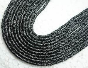 Perles en spinelle noire naturelle, forme de pneu lisse, perles en vrac pour la fabrication de bijoux, vente en gros - Product Image 1