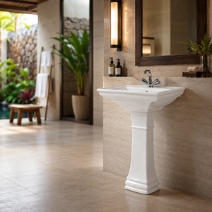 Modern Pedestal Granite Sink <b>Set</b> <b>Square</b> Basin Easy Clean 5 Year Warranty Bathroom Washroom Use <b>Large</b> Capacity - Product Image 5