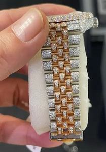 Nouvelle montre pour homme tendance et luxueuse, fabriquée à la main en alliage, entièrement sertie de diamants véritables VVS, mouvement à quartz ETA, résistante à l'eau 10 bars, verre de 20 mm - Product Image 3
