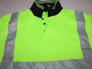 Camisetas de alta visibilidad para hombre y mujer en verde neón brillante y negro, con hilos finos para hombre y mujer. - Product Image 5