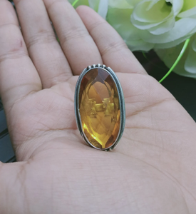 แหวนเงินแท้ 925 ประดับพลอยสโมคกี้โทแพซ - Product Image 2