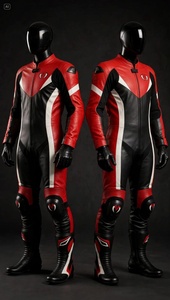 Men's Full <b>Body</b> Leather Motorcycle Racing <b>Suit</b> <b>One</b> Piece Jumpsuit Blue White Black - Product Image 4