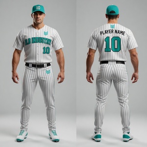 Signature Teal & Black Pinstripe Baseball Uniform - Product Image 4