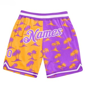Shorts décontractés pour hommes en maille respirante, motif palmier vert et or, imprimé par sublimation, taille élastique, style streetwear - Product Image 6
