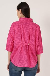 Camisa de Algodón Estampada Extra Grande con Botones para Mujer - Product Image 2