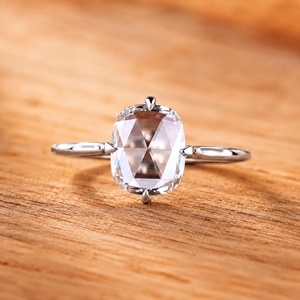 Bague de fiançailles solitaire en or massif 10K 14K 18K avec diamant de laboratoire taille coussin rose, couleur DEF, clarté VS VVS, certifié IGI - Product Image 2