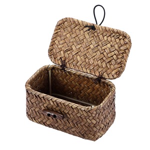 Panier en jonc de mer avec couvercle, taille mini, fait main, panier de rangement, vente en gros, écologique, fabriqué au Vietnam - Product Image 1