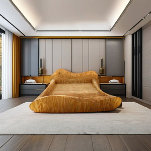 Modern Solid <b>Pine</b> Wood Parametric Wavy Bunk <b>Bed</b> Queen King Sizes - Product Image 4