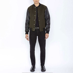 Men's Varsity jacket/letterman jacket Winter Regular Fit Stand Collar Sleeveless Leather Look Custom Embroidery Logo Outerwear - Product Image 5