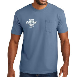 T-shirt à manches courtes pour homme, bleu uni, col rond, coupe classique, jersey en coton décontracté - Product Image 1
