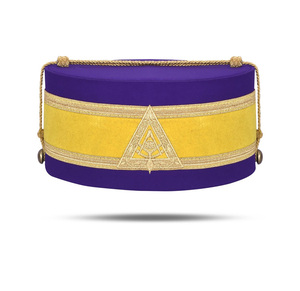 Embroidered Ceremonial <b>Hat</b> Custom Embroidered Royal & Select Council <b>Purple</b> Gold Crown Cap Premium Fraternal Regalia - Product Image 1