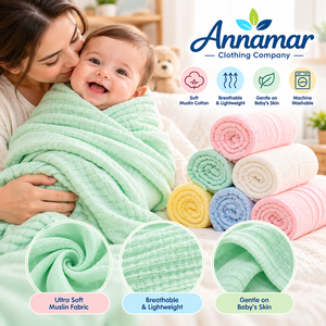 Muslin Baby <b>Blanket</b> | Soft Breathable Cotton Swaddle Wrap | Lightweight Newborn Receiving <b>Blanket</b> | Solid Baby <b>Sleeping</b> <b>Blanket</b> - Product Image 3