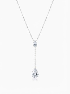 Collier Lariat en diamant de laboratoire taille poire 0,5 ct et 1 ct, collier en forme de poire en argent 925, collier pendentif en Y, collier tendance - Product Image 1