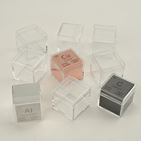 Boîte en acrylique avec couvercle pour cubes d'éléments de 1 pouce (25,4 mm/0,39 pouces) ou 10 mm, étui transparent pour collections d'éléments, présentoirs pour l'éducation scientifique