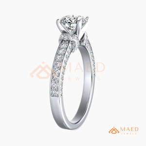 Anillo de compromiso de plata con moissanita de corte redondo y pavé para mujer, joyería de aniversario nupcial, regalo de moda de EE. UU. - Product Image 6