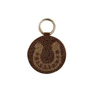 <b>Canvas</b> Lightweight Coin Holder Keychain with Glass Bead Woven Circle Pattern <b>Round</b> Shape Durable Design - Product Image 6