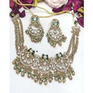Conjunto de Collar y Pendientes de Moissanita Chapados en Oro de Primera Calidad, Moderno para Bodas y Fiestas - Product Image 1