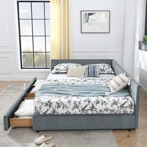<b>Queen</b> <b>Size</b> Storage Tufted <b>Bed</b> <b>Frame</b> with Comfortable Backrest Armrests Upholstered <b>Queen</b> <b>Size</b> <b>Bed</b> Bedro - Product Image 5