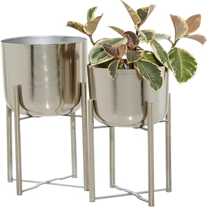 Metal Copper Planter Set of 2, Hammered Plant <b>Pots</b> Use as Vase Candle Holder Christmas Decor Metal Planter - Product Image 1