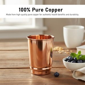 Verre à boire en cuivre pur écologique, élégant, fait main, durable, gobelet de stockage d'eau ayurvédique pour le bien-être - Product Image 2