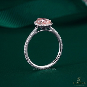 Bague de fiançailles en or rose avec diamant taille poire et taille rond, clarté VS2, solitaire de qualité supérieure, alliance de mariage, bijoux fins, cadeau de luxe pour elle - Product Image 2