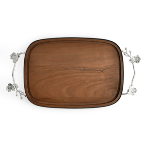 Plateau de service moderne en bois avec poignées en métal motif branche d'olivier, plateau décoratif en bois d'acacia pour la restauration et les événements (fêtes de mariage, etc.) – Vente en gros - Product Image 2