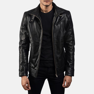 High Quality New Design Causal Wear Leather <b>Jacket</b> Customized Logo <b>Slim</b> <b>Fit</b> Real Leather Biker Winter <b>jacket</b> for men - Product Image 4