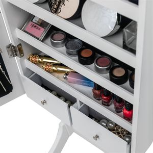 Armadietto a Specchio Bianco XH Regolabile, 4 Ripiani in Legno, Specchio Interno Completo, 2 Cassetti, Organizzatore per Gioielli - Product Image 2