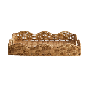 Top Trending Rattan Tray Rectangular Wave Shape Material Serving Decorative Organization <b>Table</b> Centerpiece Wholesale - Product Image 3