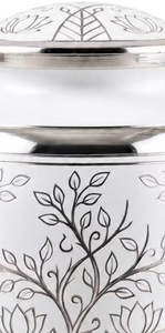 Professional Handmade Artisan Modern Handmade Ceramic Round <b>Memorial</b> Urn Decorative Tree Lotus Floral Pattern Jar - Product Image 2