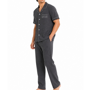 Combinaison utilitaire décontractée pour homme à manches courtes, boutonnée sur le devant, douce, pour le sommeil et les loisirs - Product Image 3