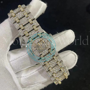 Luxury Men's Fully <b>Iced</b> <b>Out</b> Diamond Chronograph <b>Watch</b> 42mm Analog Quartz Movement Folding Clasp <b>Watch</b> For Men On Best Price - Product Image 5