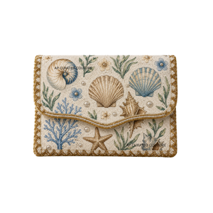 Bolso de mano con cuentas hecho a mano, con diseño de velero y palmera, escena playera tropical, estilo bohemio, personalizable, para ropa de resort - Product Image 3