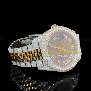 Reloj Deportivo con Diamantes Moissanite VVS y Esfera de Cuarzo para Hombre, 41 mm, Chapado en Oro de Dos Tonos, Acero Inoxidable, Completamente Adornado, Regalo - Product Image 2