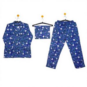 Bloc Floral Imprimé Coton Femmes Pyjama Ensemble À La Main Belle À Manches Longues Chemise De Nuit Confortable Robe De Nuit - Product Image 1