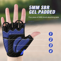 Guantes de Ciclismo de Medio Dedo Cómodos y Ligeros, con Absorción de Humedad, Cierre de Gancho y Bucle, Agarre Antideslizante y Duradero