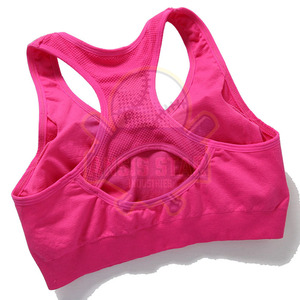 Women's <b>Pink</b> Racerback Sports Bra Scoop Neck Medium Support Breathable Mesh Solid Color Fitness Wear - Product Image 2