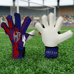 Nouveaux gants de gardien de but en cuir latex allemand bleu pour adultes avec service de logo personnalisé - Product Image 2