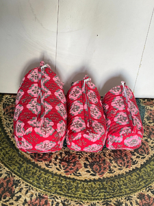 Eco-Friendly Large Luxury Cotton Handled Zipper <b>Drawstring</b> Makeup <b>Bag</b> Organizer for Travel Indian Block Print - Product Image 4