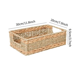 <b>Rectangle</b> Woven <b>basket</b> Organizer Hyacinth & Seagrass Handmade <b>Storage</b> <b>Basket</b> Wholesale eco-friendly Made in Viet Nam - Product Image 3