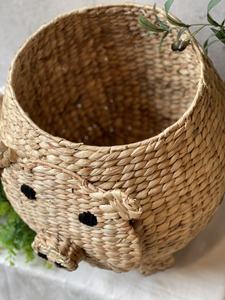 Vente chaude tissé à la main jacinthe d'eau cochon Animal forme panier pour enfants pépinière chambre décor jouet paniers prix de gros - Product Image 4