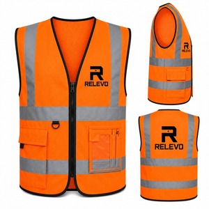 Chaleco de Seguridad Reflectante Relevo Naranja, Alta Visibilidad, Múltiples Bolsillos, Equipo de Trabajo Clase 2, Ropa de Construcción - Product Image 1