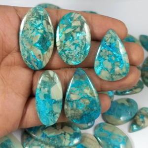 Wholesale Radha Arts Natural Blue Chrysocolla Cabochon Gemstone Smooth <b>Healing</b> Stone for Jewelry Making - Product Image 1