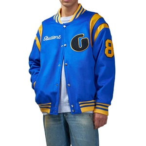 Chaqueta universitaria de alta calidad High Street Premium Nombres de equipo personalizados bordado carcasa de cuero genuino 100% Forro de algodón logotipo frontal - Product Image 3