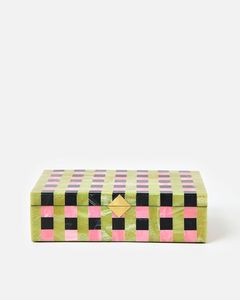 Caja de Joyería de Resina en Oferta, Diseño Rectangular con Rayas Blancas y Negras, Caja de Joyería Moderna con Incrustaciones Geométricas - Product Image 6