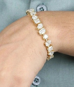 กำไลข้อมือเทนนิสโมอิสซาไนต์ทรงต่างๆ สองสีสุดหรู สไตล์ฮิปฮอป ประดับเพชรแบบทองคำ - Product Image 4