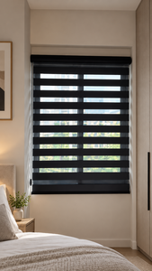 Persianas Zebra Motorizadas con Control Remoto Serie Motorolize de WINHOME, Revestimiento de Ventanas Personalizado, Distribuidores, Habitaciones de Hotel, Personalización OEM ODM - Product Image 1