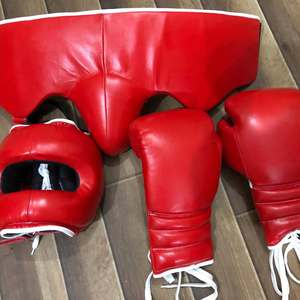 Custom Logo Premium Genuine Cowhide Leather Boxing Gloves Lace Up Non-Slip Training Gloves Nose Bar Head Guard <b>Groin</b> <b>Protector</b> - Product Image 6