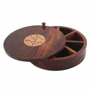 กล่องไม้ทรงกลมลายดอกไม้แกะสลัก ของขวัญงานฝีมือ - Product Image 6