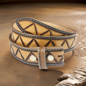 Luxury Western <b>Leather</b> <b>Tooled</b> Belt Hand Carved Cowboy Leaf Pattern with Heavy Floral Brass Buckle Custom Length - Product Image 6